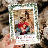 Cartes Pour Fêtes Annuelles Simple Végétal Rubans Dorés Joyeux Noël 1 Photo