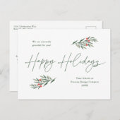 Cartes Pour Fêtes Annuelles Simple verdure Feuille (Devant / Derrière)