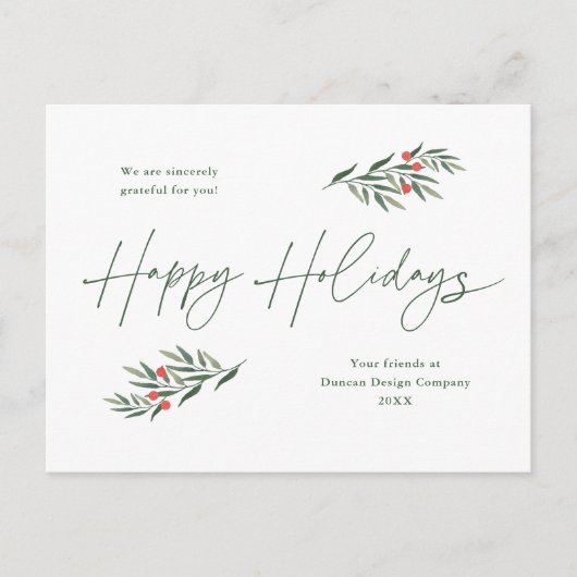 Cartes Pour Fêtes Annuelles Simple verdure Feuille (Devant)