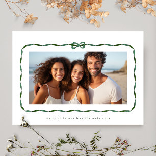 Cartes Pour Fêtes Annuelles Simple vert moderne Ribbon photo Noël
