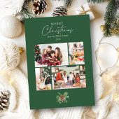 Cartes Pour Fêtes Annuelles Simple Vert Noël 4 Photo Collage Vert
