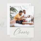 Cartes Pour Fêtes Annuelles Simple Vert Sage Foncé de Noël Photo Joie (Devant / Derrière)