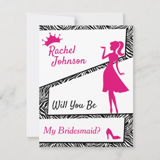 Cartes Pour Fêtes Annuelles Simple Zebra, Seras-Tu Ma Femme D'Accueil ? (Devant)