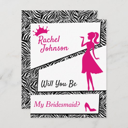 Cartes Pour Fêtes Annuelles Simple Zebra, Seras-Tu Ma Femme D'Accueil ? (Devant / Derrière)