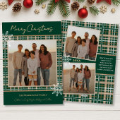 Cartes Pour Fêtes Annuelles Simplement Élégant Green Plaid Snowflakes Noël
