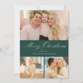 Cartes Pour Fêtes Annuelles Simplement élégant Joyeux Noël Vert 4 Photo (Devant)