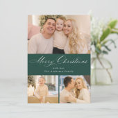 Cartes Pour Fêtes Annuelles Simplement élégant Joyeux Noël Vert 4 Photo (Debout devant)
