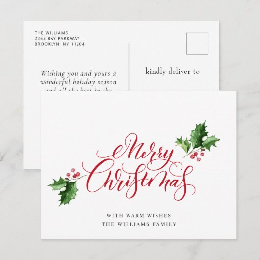 Cartes Pour Fêtes Annuelles Simplement Élégant Joyeux voeux de Noël (Devant / Derrière)