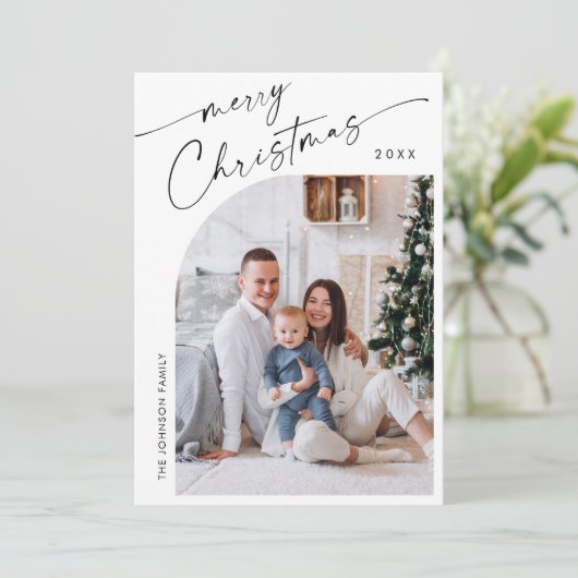 Cartes Pour Fêtes Annuelles Simplement élégant PHOTO Design Salutation de Noël (Debout devant)