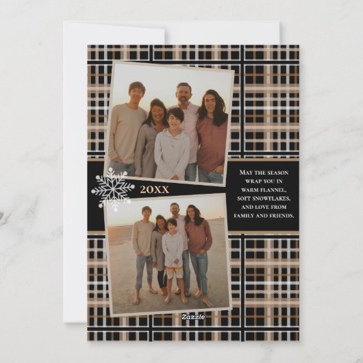 Cartes Pour Fêtes Annuelles Simplement Élégant Plaid Flocons de Neige Noël Cos (Dos)