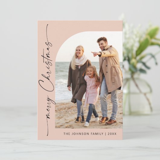 Cartes Pour Fêtes Annuelles Simplement élégant Stylish 2 PHOTO Noël Salutation (Debout devant)