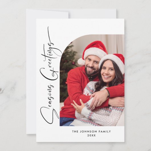 Cartes Pour Fêtes Annuelles Simplement élégant Stylish 2 PHOTO Noël Salutation (Devant)