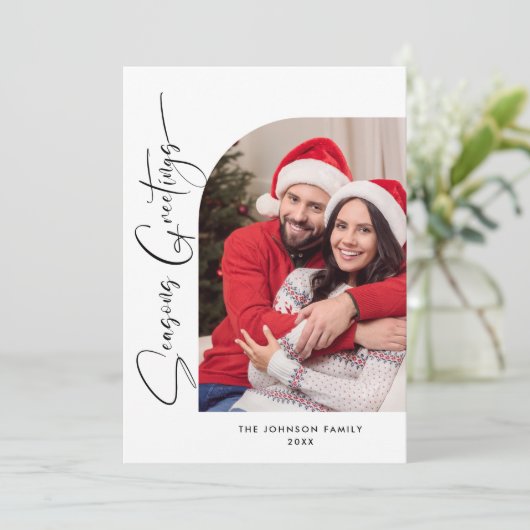 Cartes Pour Fêtes Annuelles Simplement élégant Stylish 2 PHOTO Noël Salutation (Debout devant)