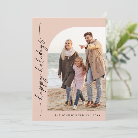 Cartes Pour Fêtes Annuelles Simplement élégant Stylish 2 PHOTO Noël Salutation (Debout devant)