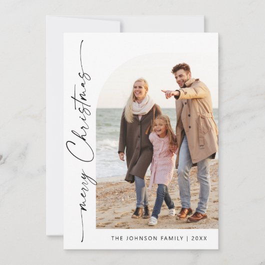 Cartes Pour Fêtes Annuelles Simplement élégant Stylish 2 PHOTO Noël Salutation (Devant)