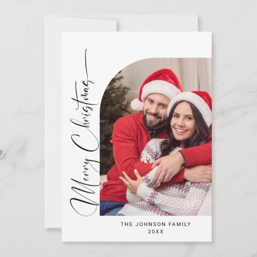 Cartes Pour Fêtes Annuelles Simplement élégant Stylish 2 PHOTO Noël Salutation (Devant)