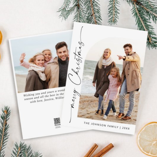 Cartes Pour Fêtes Annuelles Simplement élégant Stylish 2 PHOTO Noël Salutation