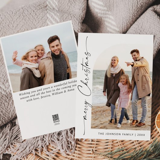 Cartes Pour Fêtes Annuelles Simplement élégant Stylish 2 PHOTO Noël Salutation