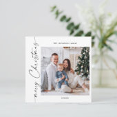 Cartes Pour Fêtes Annuelles Simplement élégant Stylish 2 PHOTO Noël Salutation (Debout devant)