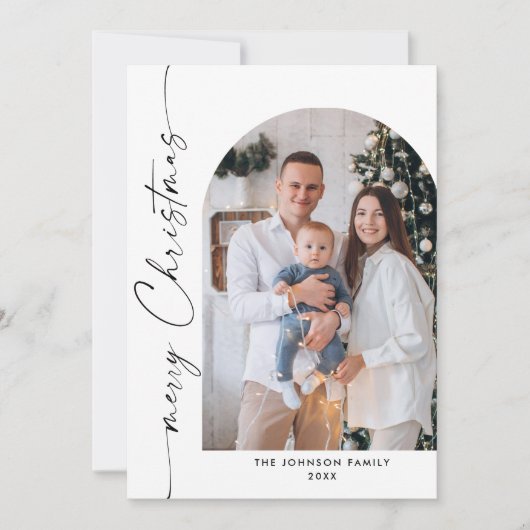 Cartes Pour Fêtes Annuelles Simplement élégant Stylish 2 PHOTO Noël Salutation (Devant)