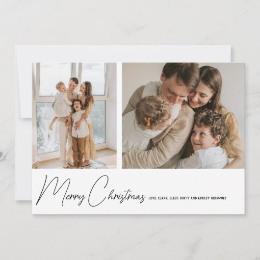 Cartes Pour Fêtes Annuelles Simplement moderne Joyeux Noël Script 2 Photo (Devant)