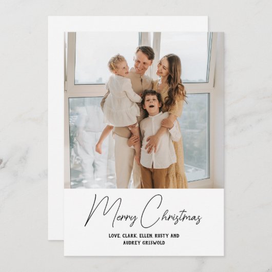 Cartes Pour Fêtes Annuelles Simplement moderne Joyeux Script de Noël Vertical (Devant / Derrière)