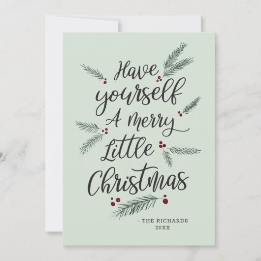 Cartes Pour Fêtes Annuelles Simplement Pin Avoir un Joyeux Petit Noël (Devant)