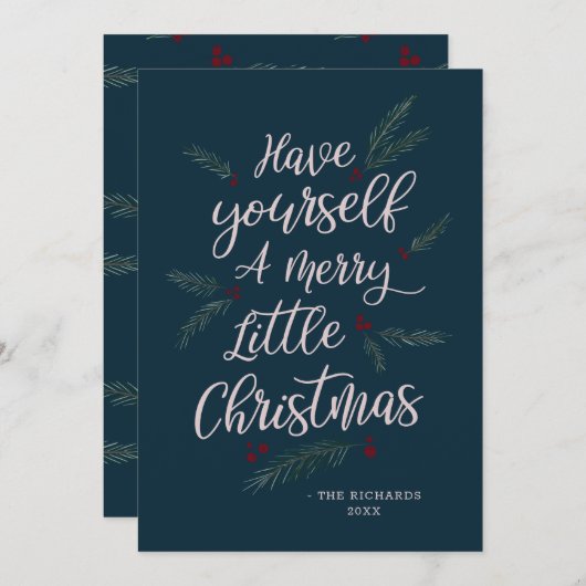 Cartes Pour Fêtes Annuelles Simplement Pin Avoir un Joyeux Petit Noël (Devant / Derrière)