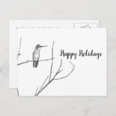 Cartes Pour Fêtes Annuelles simplement un colibri sur un bâton, Joyeux Noël (Devant / Derrière)