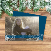 Cartes Pour Fêtes Annuelles Simples Élégants Snowflakes Bleu Photo Noël