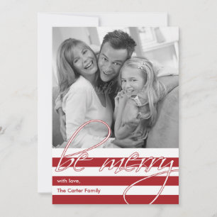 Cartes Pour Fêtes Annuelles Simples rayures Noël/Cartes photos de vacances