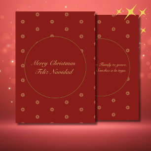 Cartes Pour Fêtes Annuelles Simplistic Red et Golden Christmas Bilingue