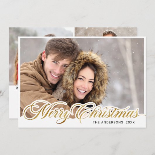 Cartes Pour Fêtes Annuelles Simply Elegant Joyeux Noël 3 PHOTO Salutation (Devant / Derrière)