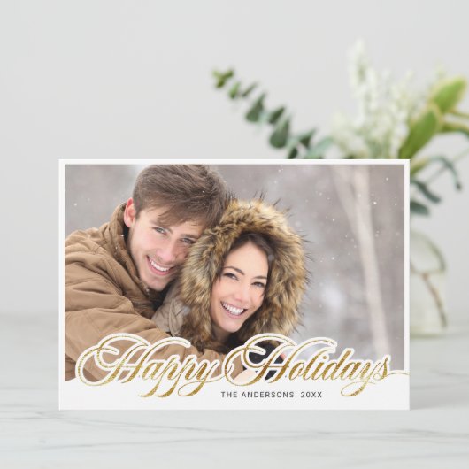 Cartes Pour Fêtes Annuelles Simply Elegant Joyeux Noël PHOTO Salutation (Debout devant)