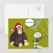 Cartes Pour Fêtes Annuelles singe de Noël (Devant / Derrière)