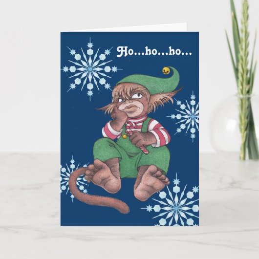 Cartes Pour Fêtes Annuelles Singe de Noël Gnome (Devant)