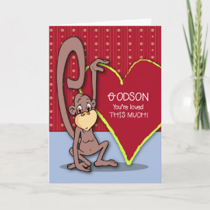 Cartes Pour Fêtes Annuelles Singe mignon de filleul la Saint-Valentin