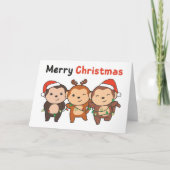 Cartes Pour Fêtes Annuelles Singe Noël Animaux Singes Joyeux Noël H (Devant)