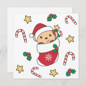 Cartes Pour Fêtes Annuelles Singe Noël Neige Hiver Animaux Singes (Devant / Derrière)