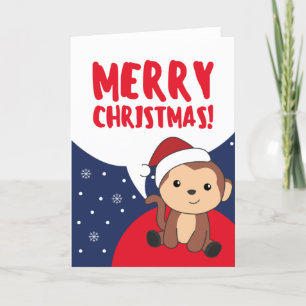 Cartes Pour Fêtes Annuelles Singe Noël Neige Hiver Animaux Singes Vacances