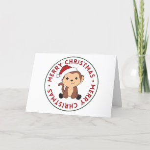 Cartes Pour Fêtes Annuelles Singe Noël Neige Hiver Animaux Singes Vacances