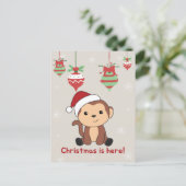 Cartes Pour Fêtes Annuelles Singe Noël Neige Hiver Animaux Singes Vacances (Debout devant)