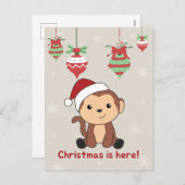 Cartes Pour Fêtes Annuelles Singe Noël Neige Hiver Animaux Singes Vacances (Devant / Derrière)