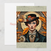 Cartes Pour Fêtes Annuelles Siren Steampunk d'Halloween (Devant / Derrière)
