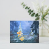 Cartes Pour Fêtes Annuelles Sirène, bateau de cygne et arbre de Noël magiques (Debout devant)