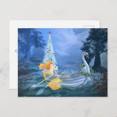 Cartes Pour Fêtes Annuelles Sirène, bateau de cygne et arbre de Noël magiques (Devant / Derrière)