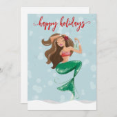 Cartes Pour Fêtes Annuelles Sirène de Noël des Fêtes (Devant / Derrière)