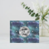 Cartes Pour Fêtes Annuelles Sirène Glitz Bleu Aqua Argenté (Debout devant)