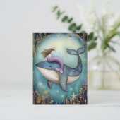 Cartes Pour Fêtes Annuelles Sirène magique sur baleine (Debout devant)