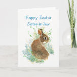Cartes Pour Fêtes Annuelles Sister-in-law Happy Easter Cute Bunny Rabbit<br><div class="desc">This little rabbit wants to say Happy Easter for Sister-in-law and thanks for being all ears</div>